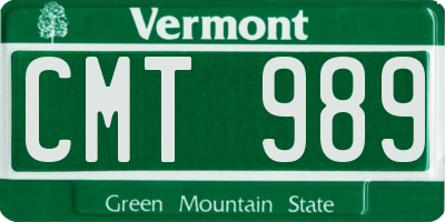 VT license plate CMT989