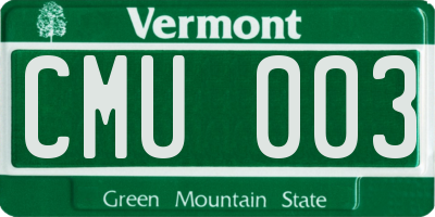 VT license plate CMU003