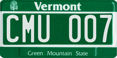 VT license plate CMU007
