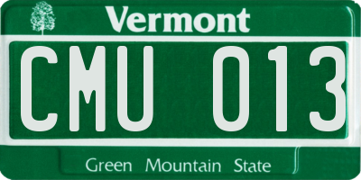 VT license plate CMU013