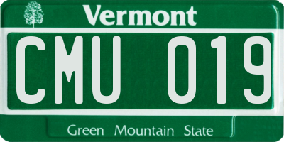 VT license plate CMU019
