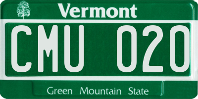 VT license plate CMU020
