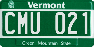 VT license plate CMU021