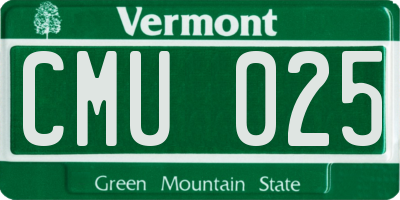 VT license plate CMU025