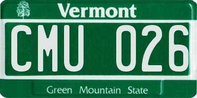 VT license plate CMU026