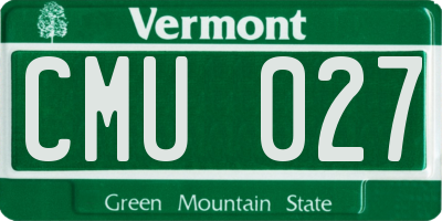 VT license plate CMU027