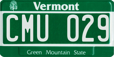 VT license plate CMU029