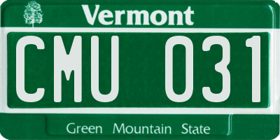 VT license plate CMU031