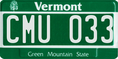 VT license plate CMU033
