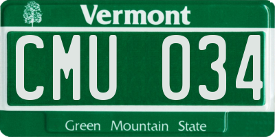 VT license plate CMU034