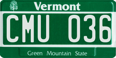VT license plate CMU036