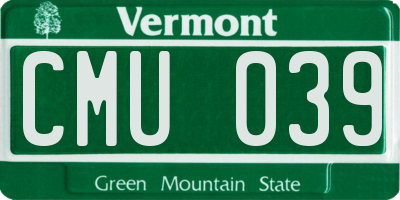 VT license plate CMU039