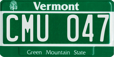 VT license plate CMU047