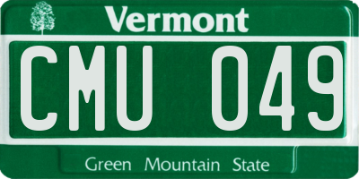 VT license plate CMU049
