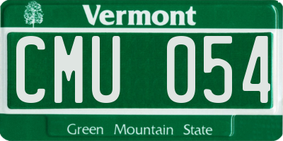 VT license plate CMU054
