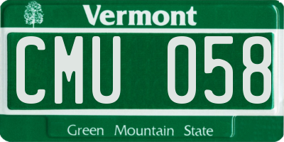 VT license plate CMU058