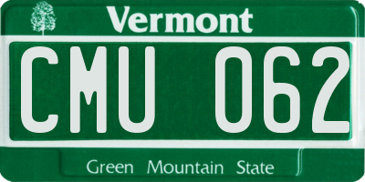 VT license plate CMU062