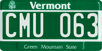 VT license plate CMU063