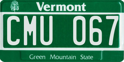 VT license plate CMU067