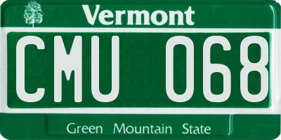 VT license plate CMU068