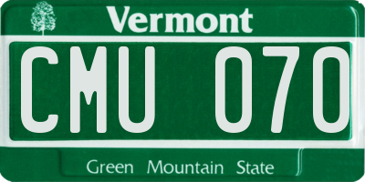 VT license plate CMU070