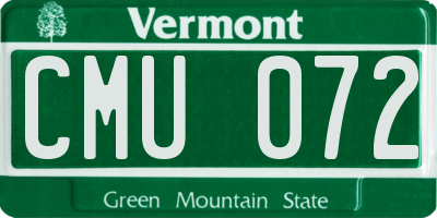 VT license plate CMU072