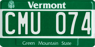 VT license plate CMU074