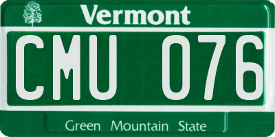 VT license plate CMU076