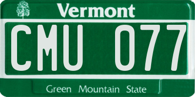 VT license plate CMU077