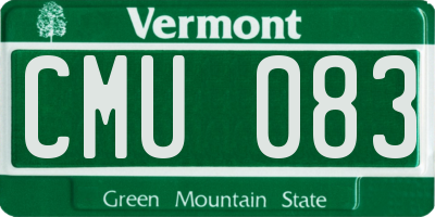 VT license plate CMU083