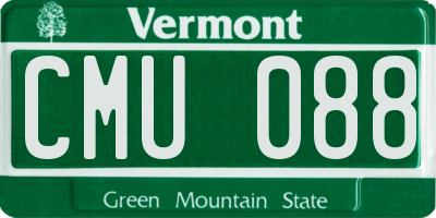 VT license plate CMU088