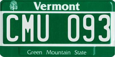 VT license plate CMU093