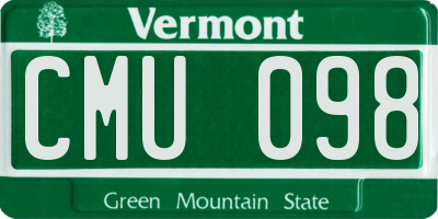 VT license plate CMU098
