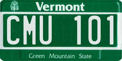 VT license plate CMU101