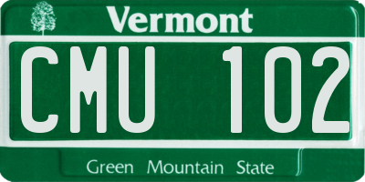 VT license plate CMU102
