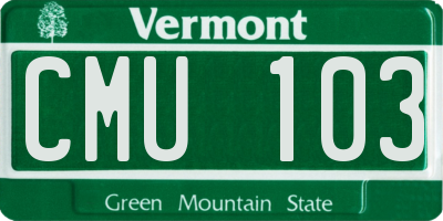 VT license plate CMU103