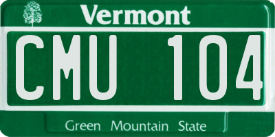 VT license plate CMU104