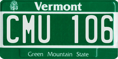 VT license plate CMU106