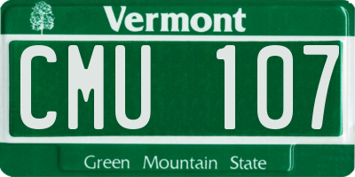VT license plate CMU107