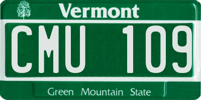 VT license plate CMU109