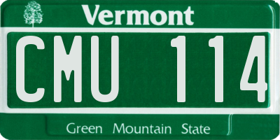 VT license plate CMU114