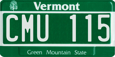 VT license plate CMU115