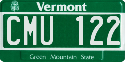 VT license plate CMU122