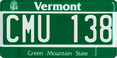 VT license plate CMU138