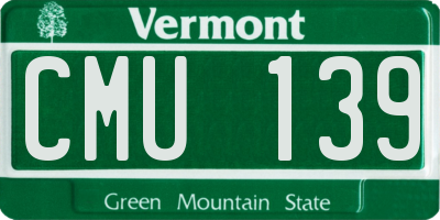 VT license plate CMU139