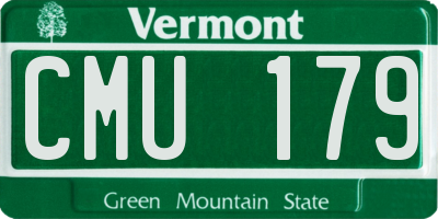 VT license plate CMU179