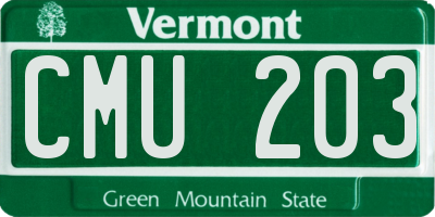 VT license plate CMU203
