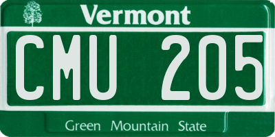 VT license plate CMU205