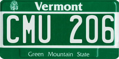 VT license plate CMU206
