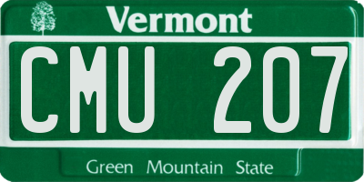 VT license plate CMU207
